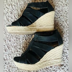 Merona Black and Tan Wedge Sandals